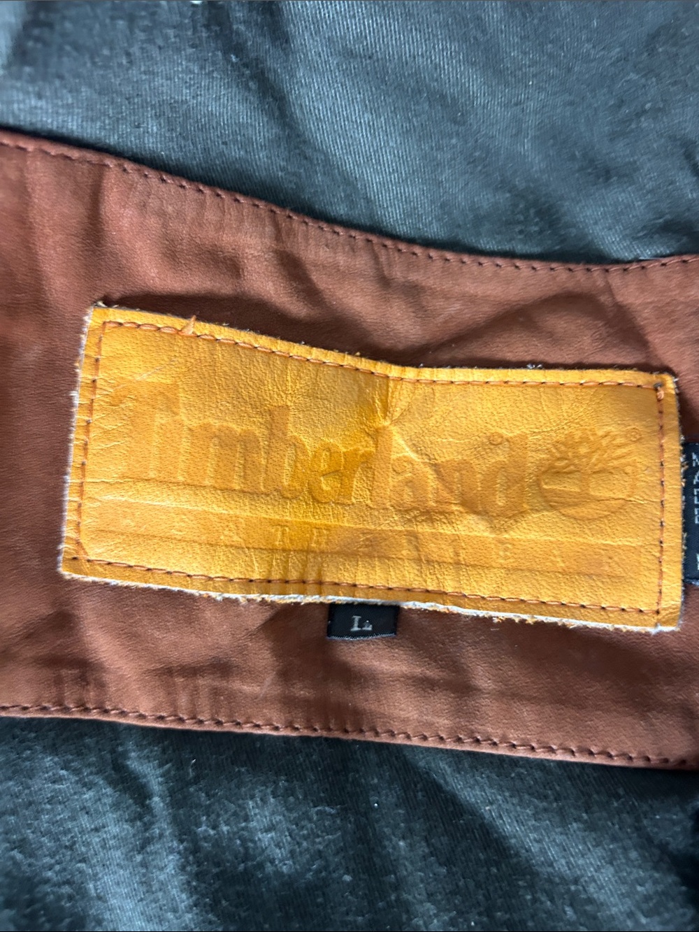 Timberland Brown Jacket with Tan Leather Logo Patch